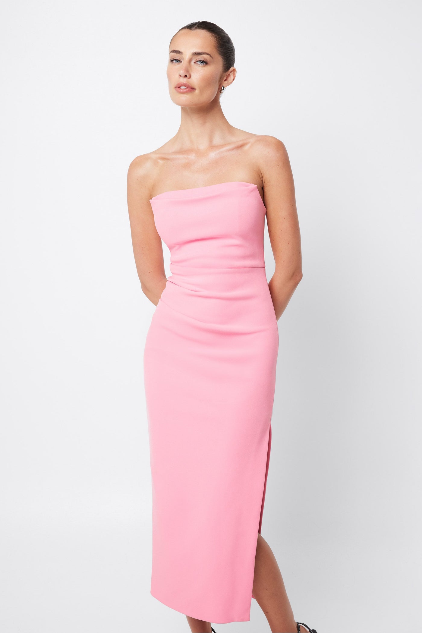 Revere Draped Midi Dress - Pink