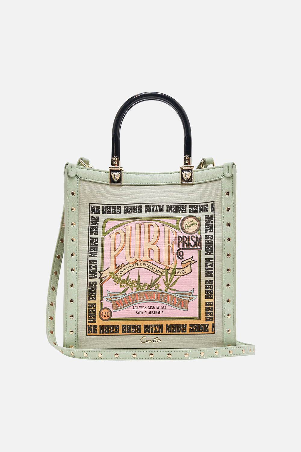 NORTH SOUTH TOTE WITH SMOOTH HANDLES - LETS CHASE RAINBOWS