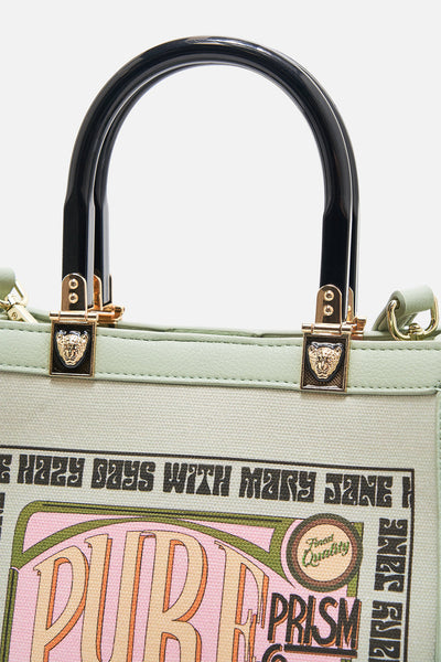NORTH SOUTH TOTE WITH SMOOTH HANDLES - LETS CHASE RAINBOWS