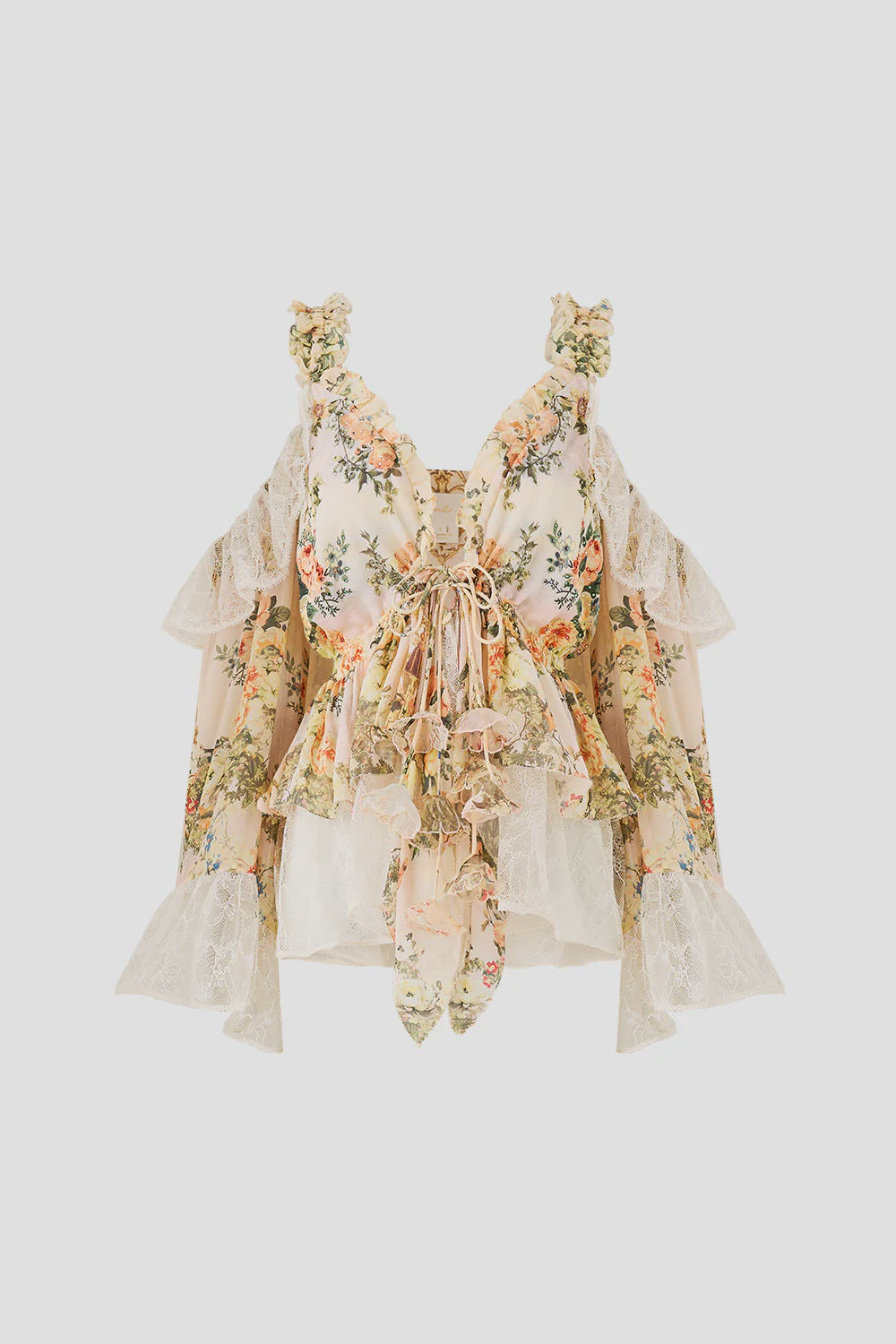 Cold Shoulder Ruffle Top - Twilight in Istanbul