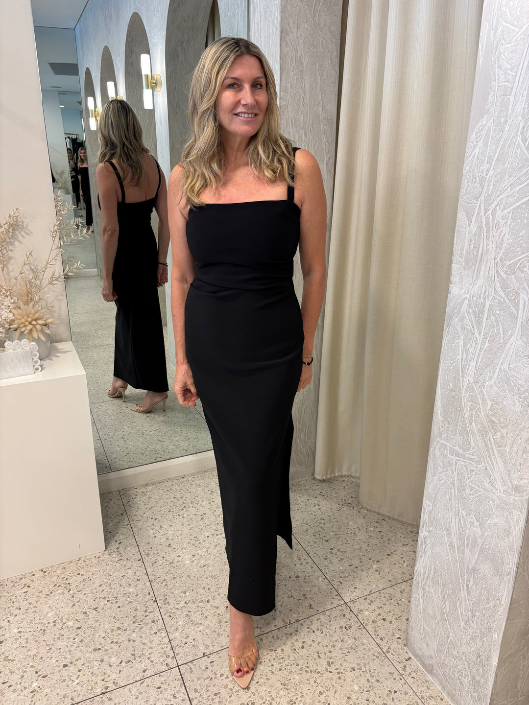 Leora Tuck Maxi Dress - Black