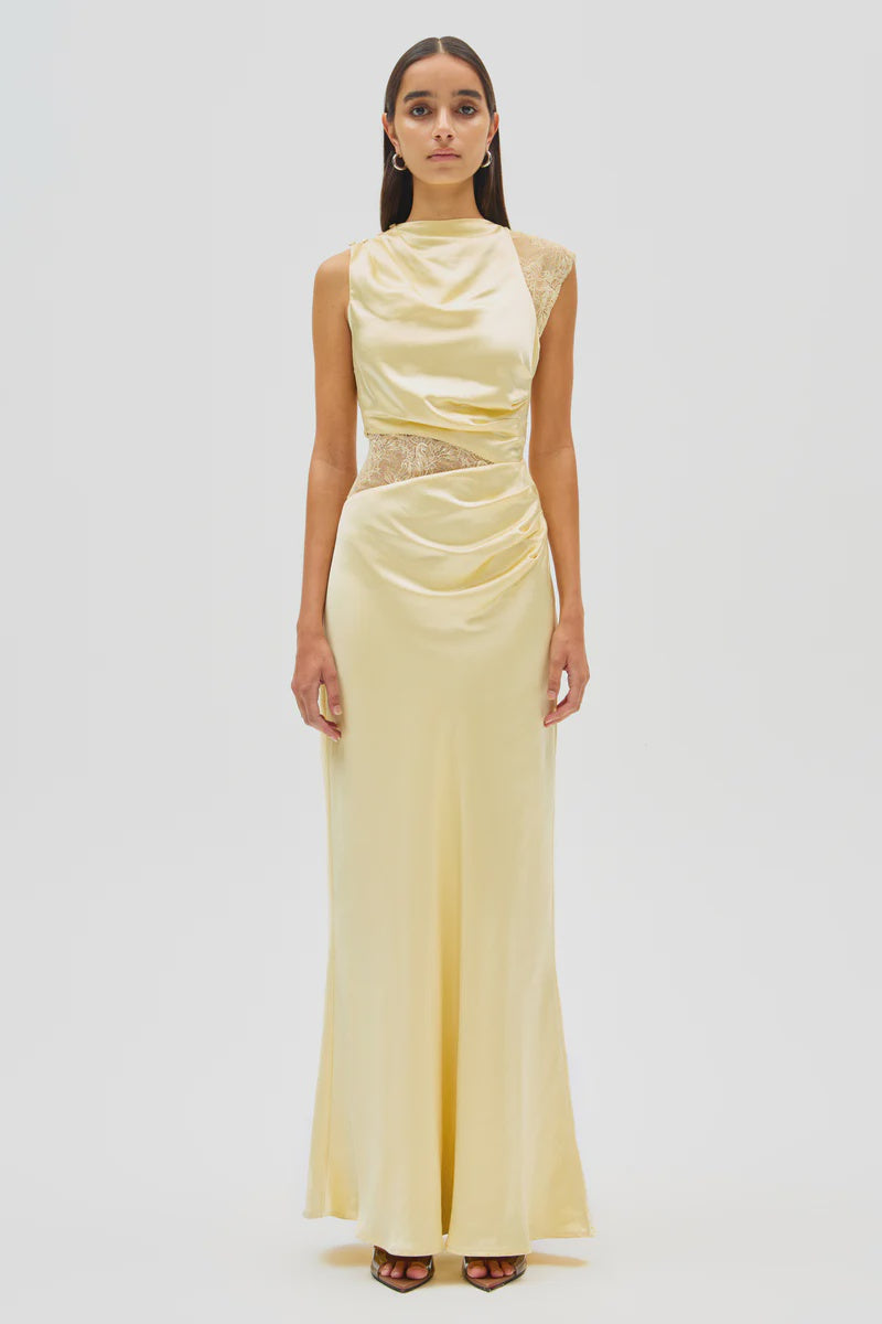 Kimora Satin and Lace Maxi Dress