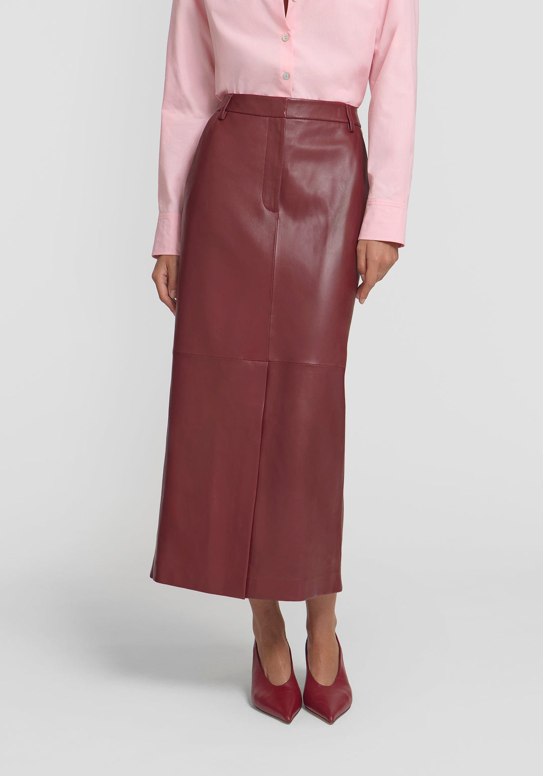 Opioid Leather Skirt - Sangria