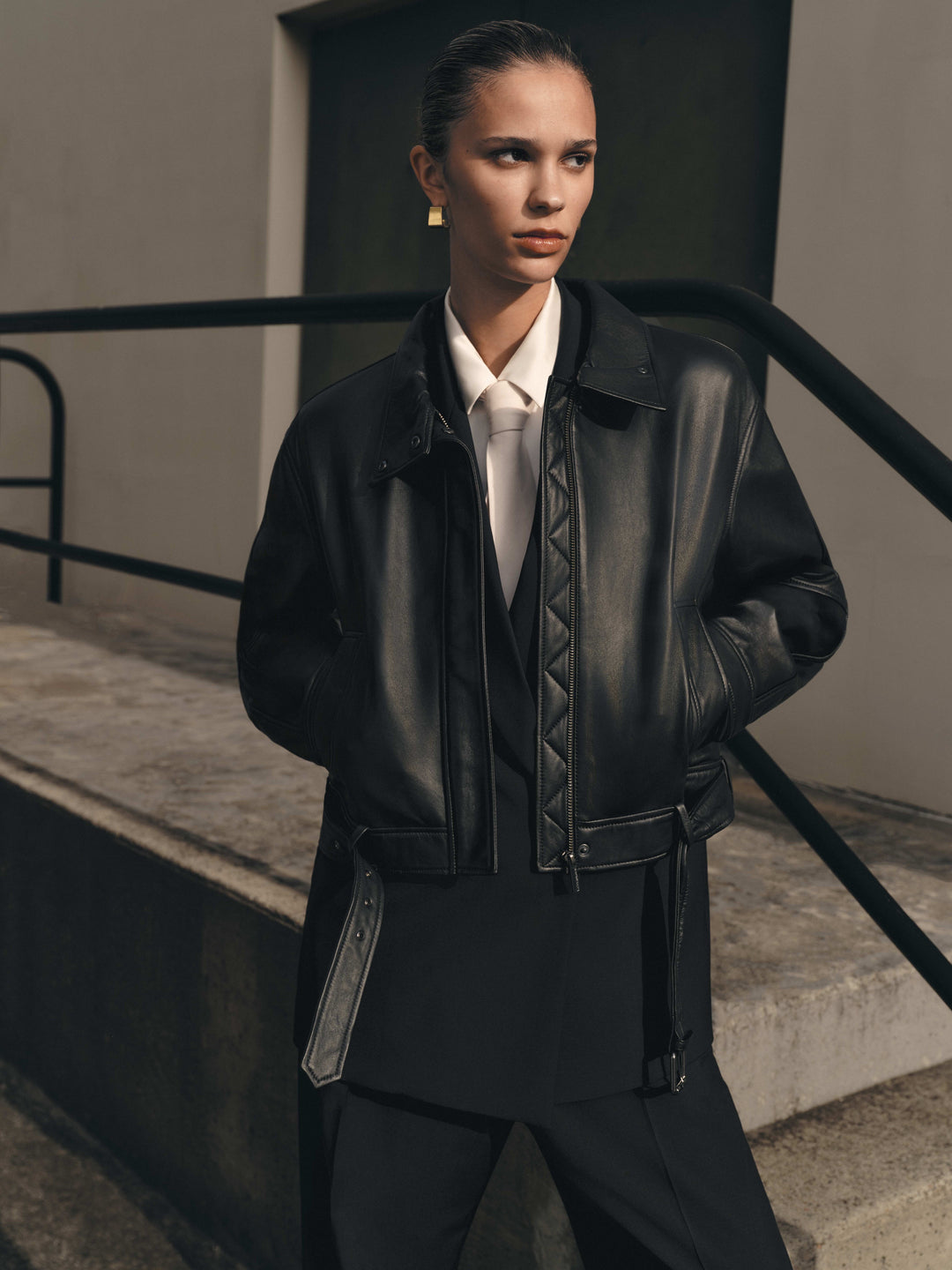 Rampage Leather Bomber Jacket - Black
