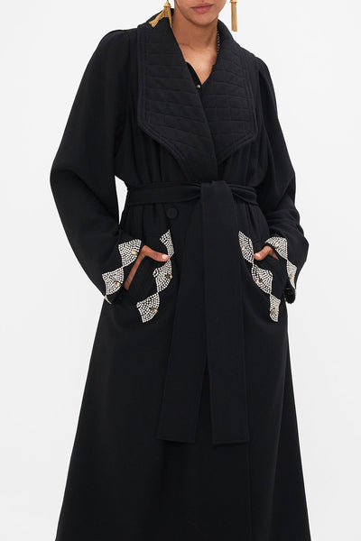 Quilted Collar Wool Coat With Vest Detail - Magic In The Manuscripts