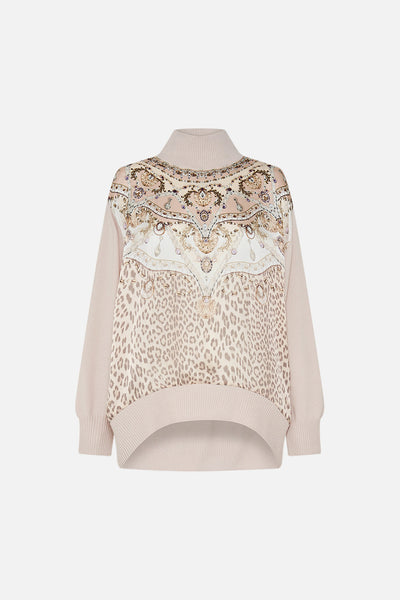 Silk Front Turtle Neck Knit - Grotto Goddess