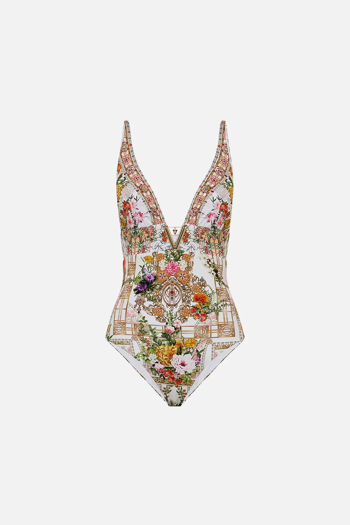 High Tri One Piece With Front Trim - Egyptian Rose