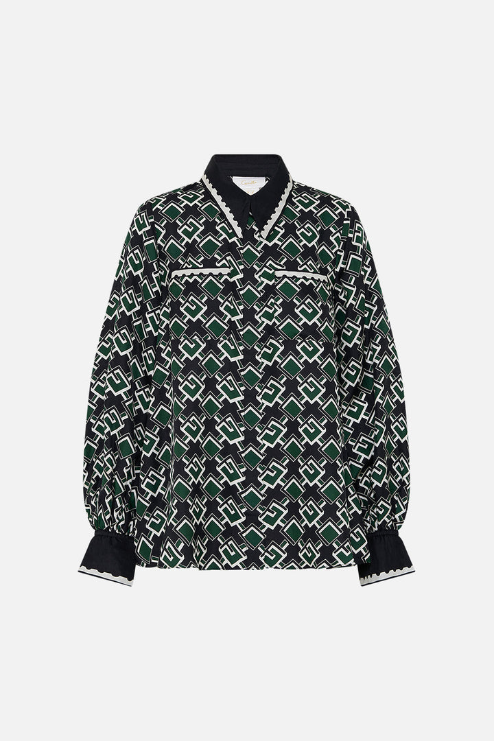Curved Collar Blouse With Pockets - My Porto Pen Pal