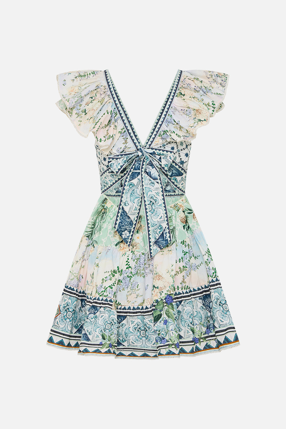 Tiered Short Dress With Neck Frill - Jardim Party