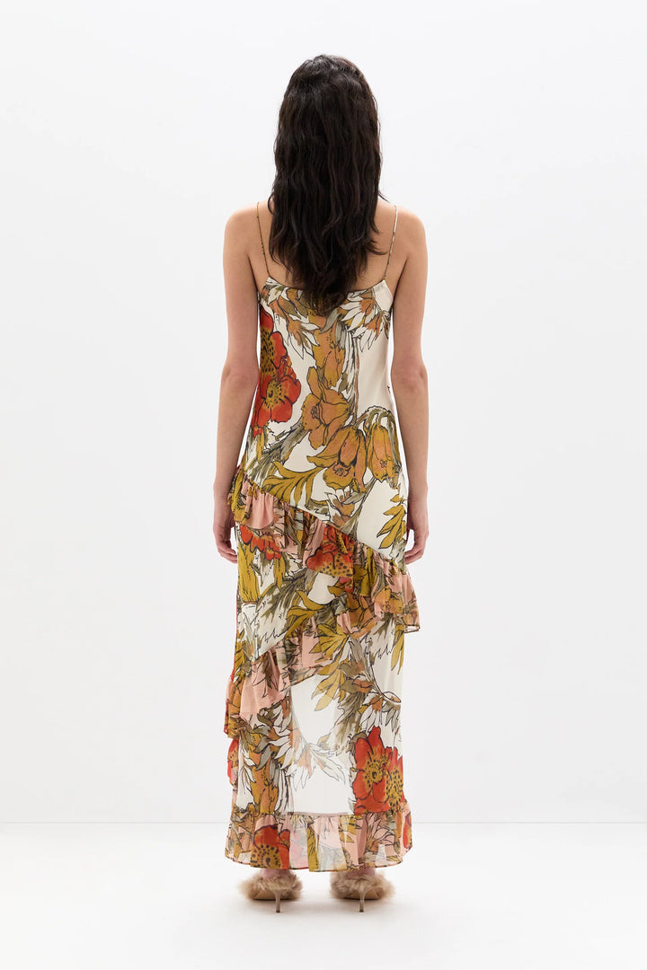 Estella Ruffle Maxi Dress - Aliera Floral Ivory