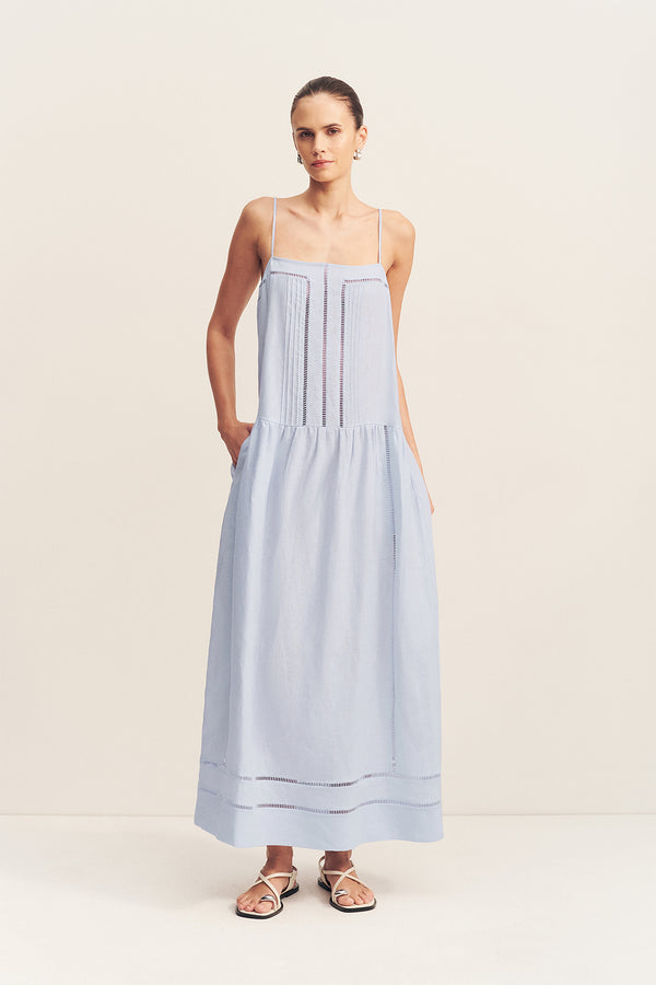 tommy square neck maxi dress - sky
