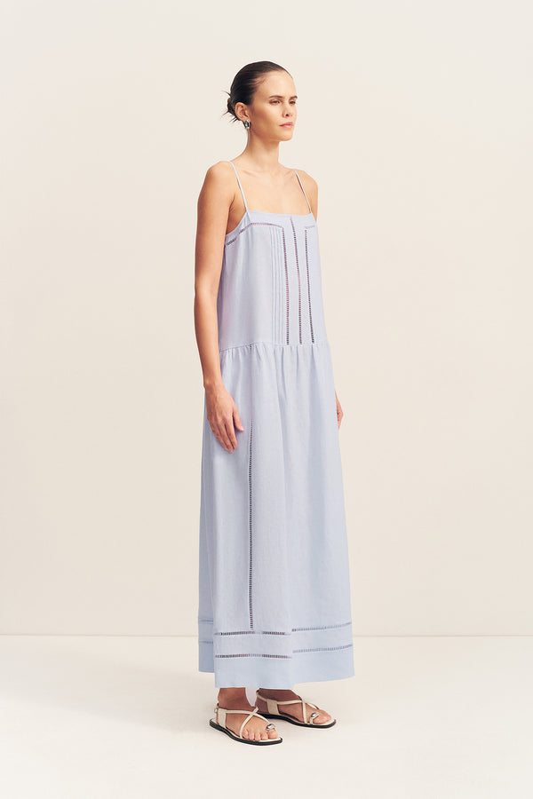 tommy square neck maxi dress - sky
