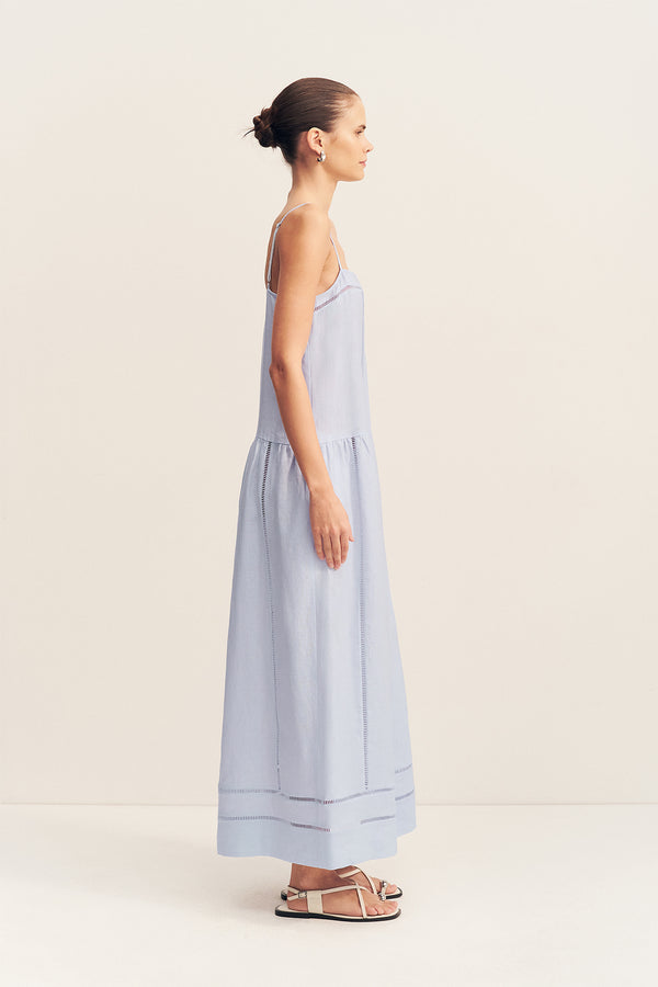 tommy square neck maxi dress - sky