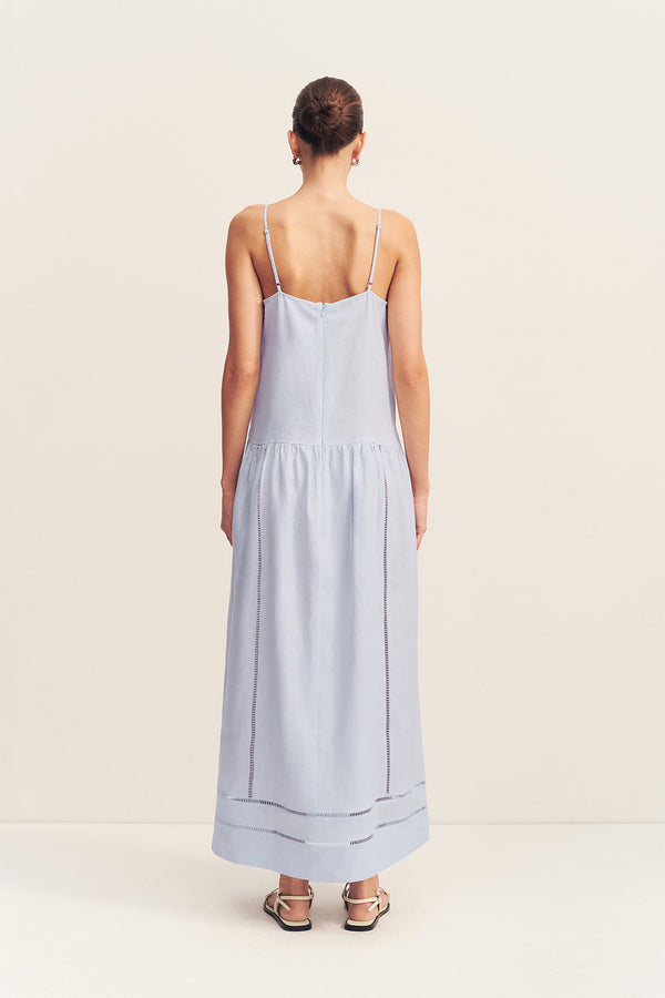 tommy square neck maxi dress - sky