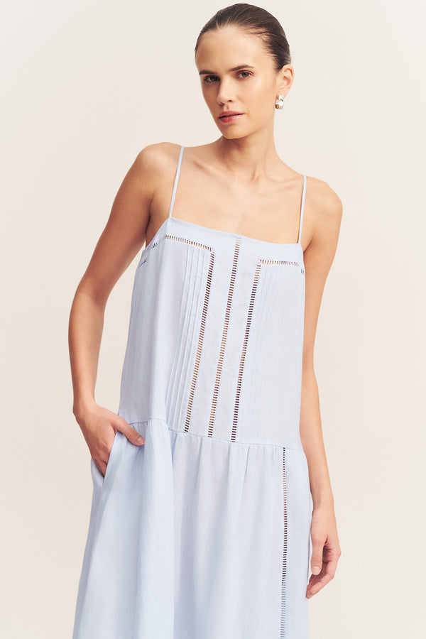 tommy square neck maxi dress - sky