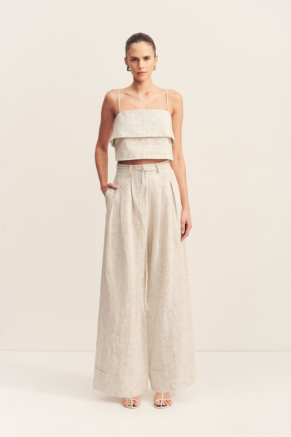 ALTO HIGH WAISTED PANT - WHITE PINSTRIPE