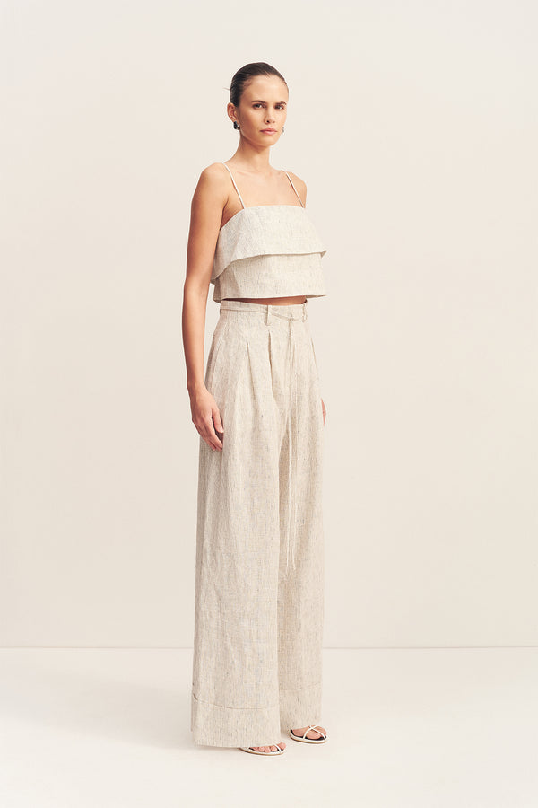 ALTO HIGH WAISTED PANT - WHITE PINSTRIPE