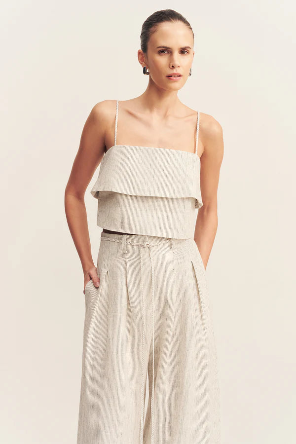 alto cropped cami - white pinstripe