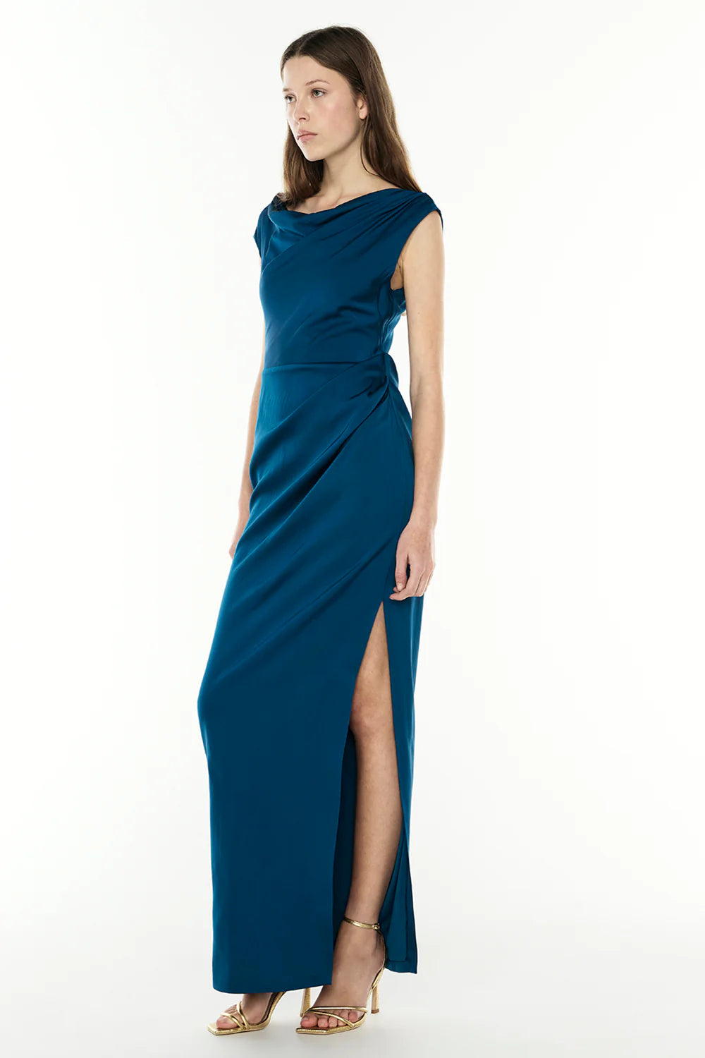 Twilight Reverie Drape Gown - Peacock