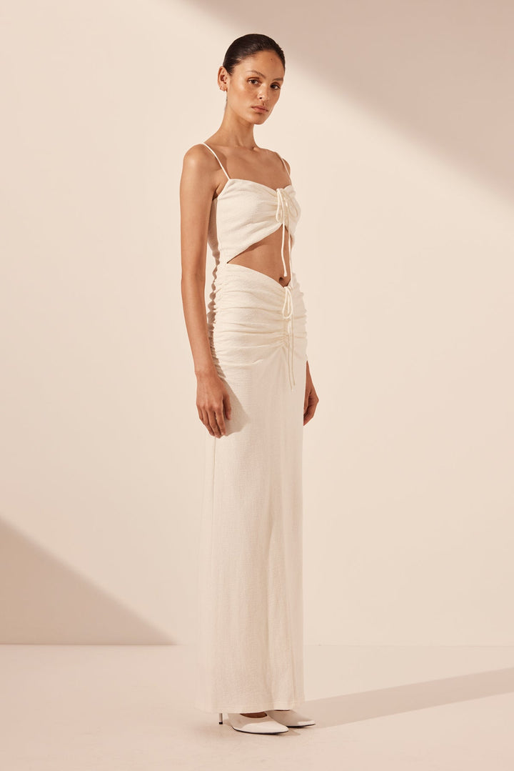 Beau Drawstring Maxi Dress - Ivory