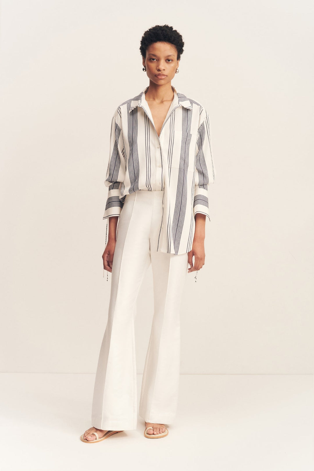 Oversized Shirt - Ivory/ Navy