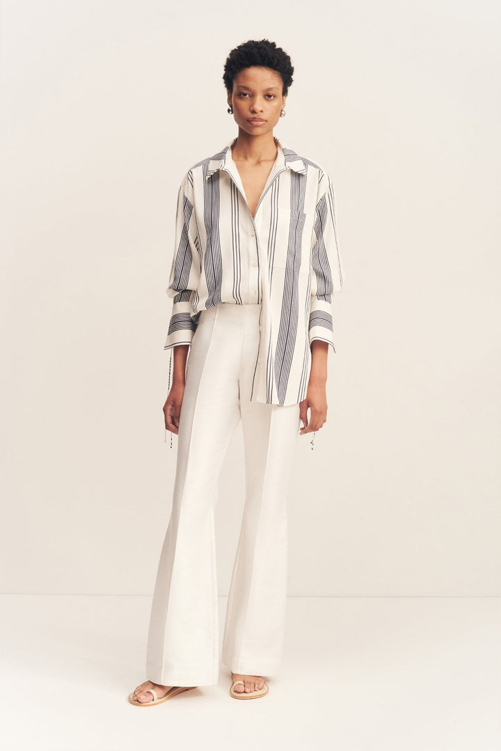 Oversized Shirt - Ivory/ Navy