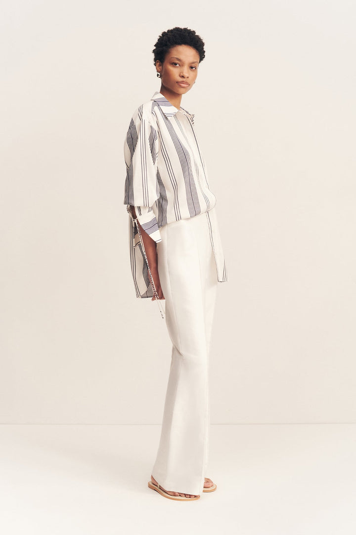 Oversized Shirt - Ivory/ Navy