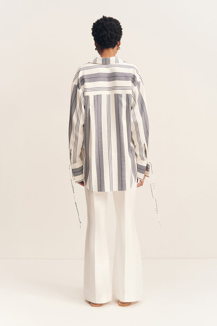 Oversized Shirt - Ivory/ Navy