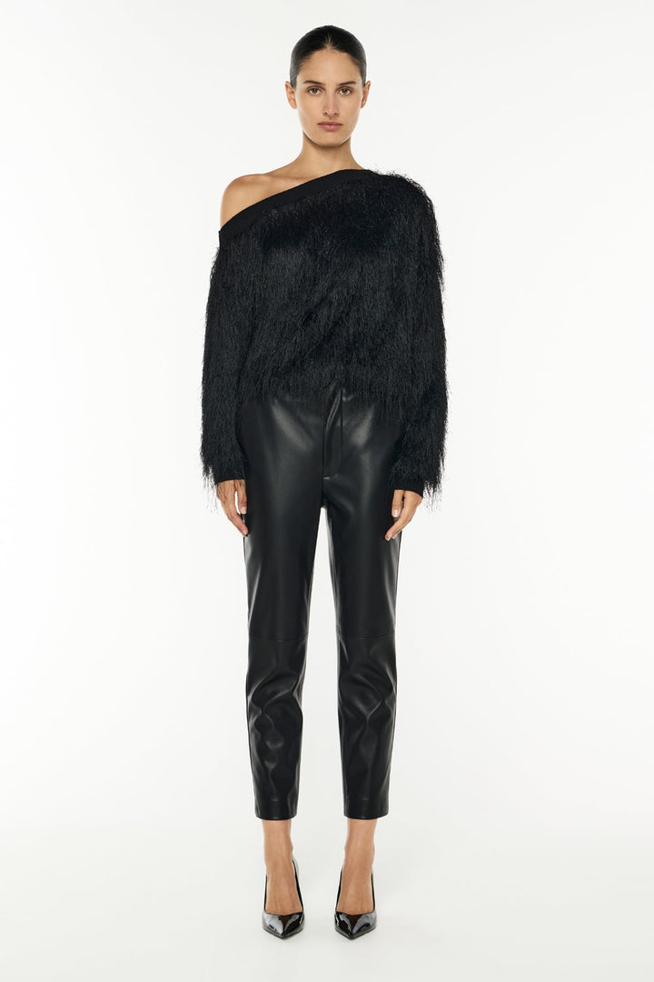 On The Fringe Knit Top - Black