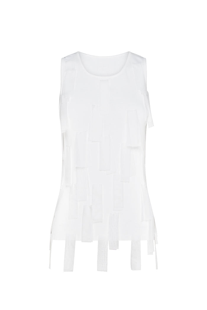 Fringe Accents Top - White