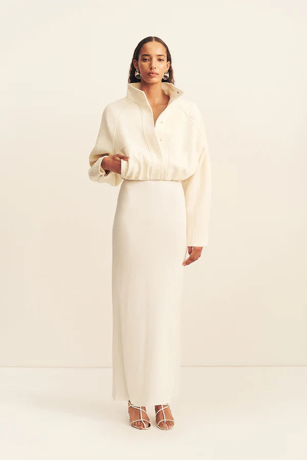 CROSBY CROPPED BOMBER JACKET - IVORY