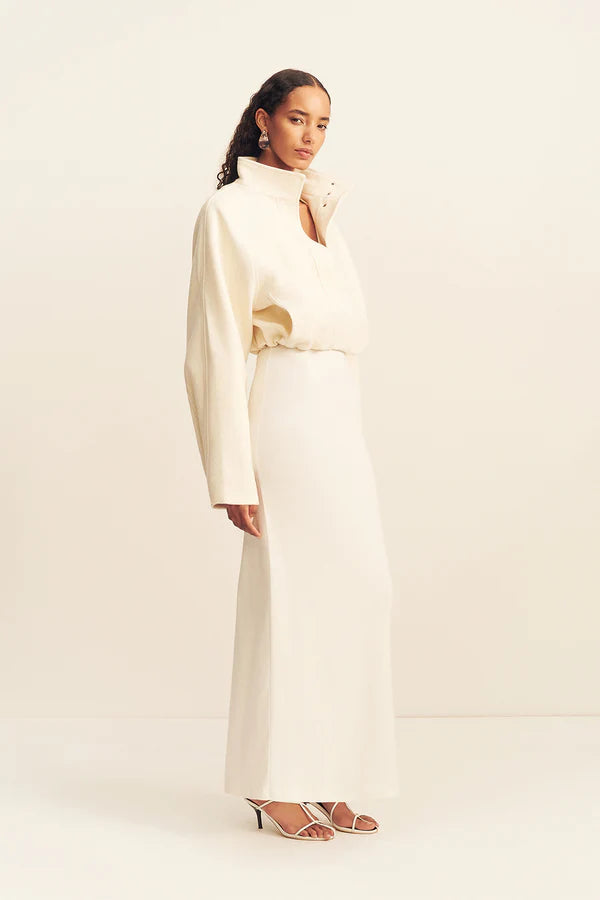 CROSBY CROPPED BOMBER JACKET - IVORY