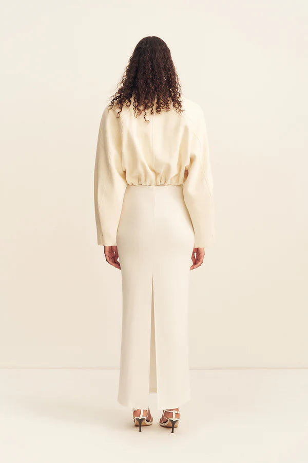 CROSBY CROPPED BOMBER JACKET - IVORY