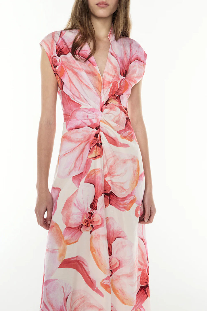 Still Life Midi Dress - Pink/ Melon