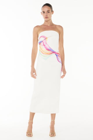 Vibrations Strapless Dress - White Multi