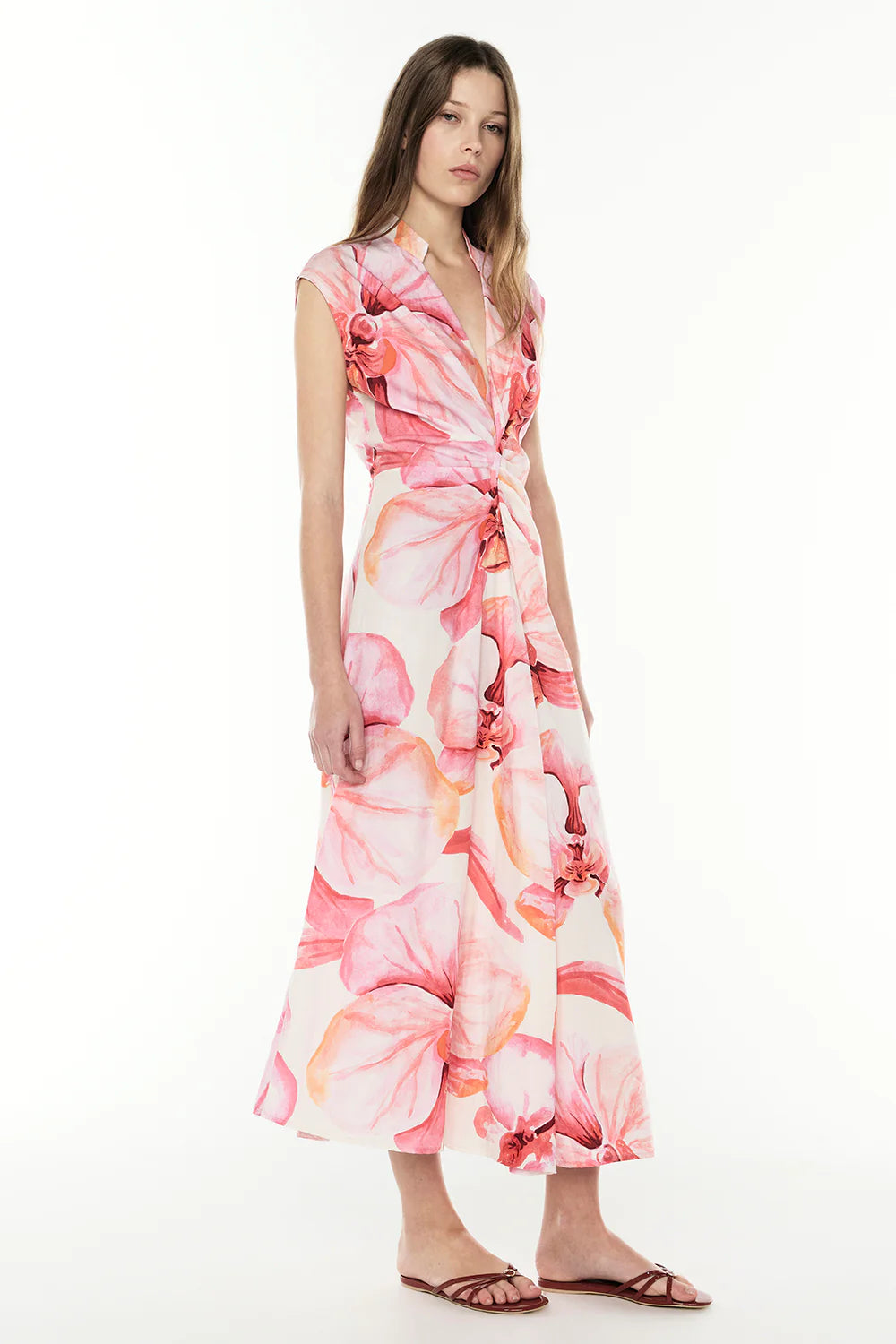 Still Life Midi Dress - Pink/ Melon