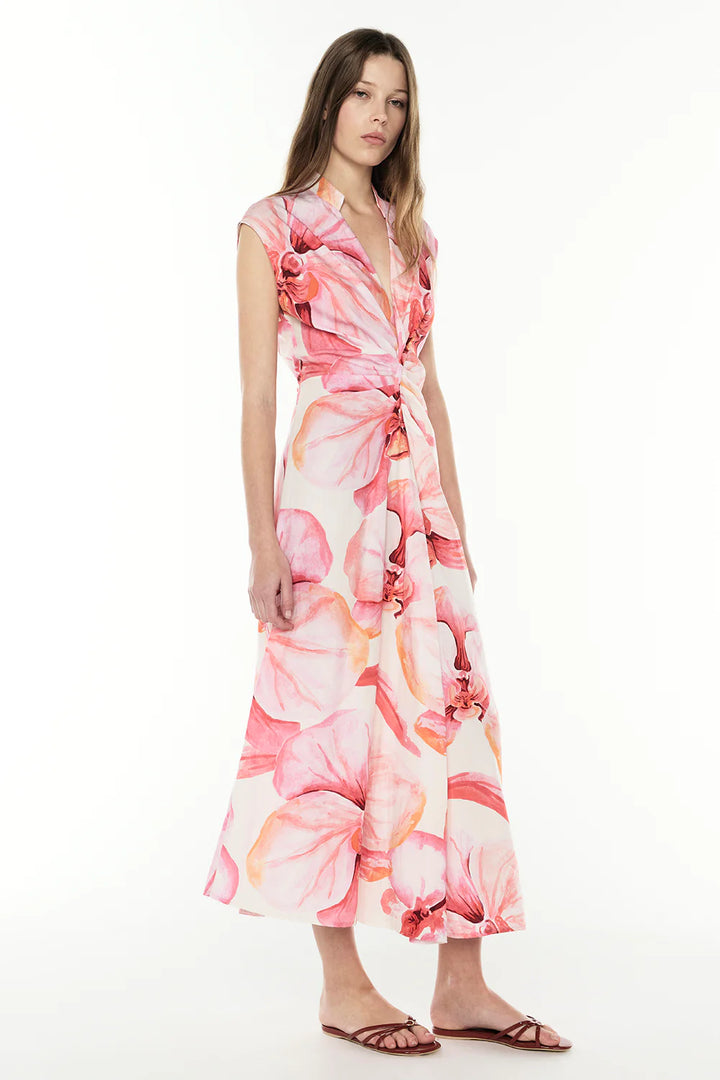 Still Life Midi Dress - Pink/ Melon