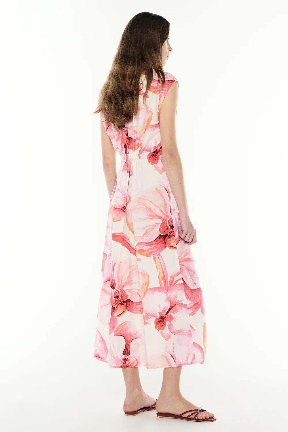 Still Life Midi Dress - Pink/ Melon