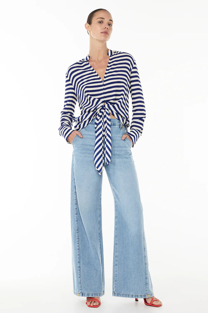 Riviera Stripe Blouse - Blue/ White