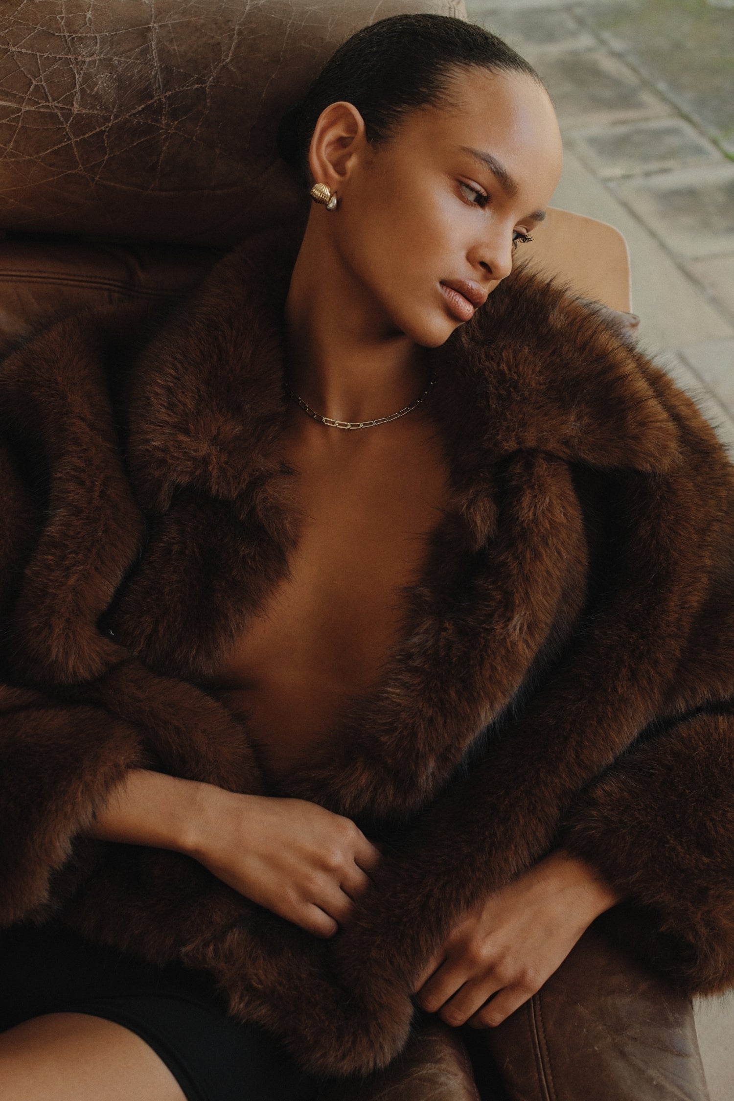 コート GLOWNY BURNING FUR COAT 4BFM030 BURNING FUR COAT (BLACK) - GLOWNY