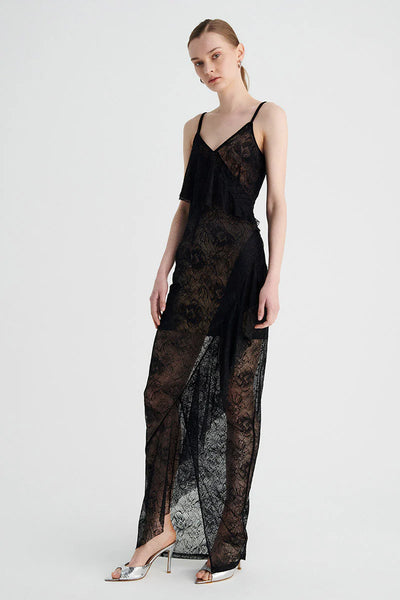 Gemini Lace Slip Dress - Black