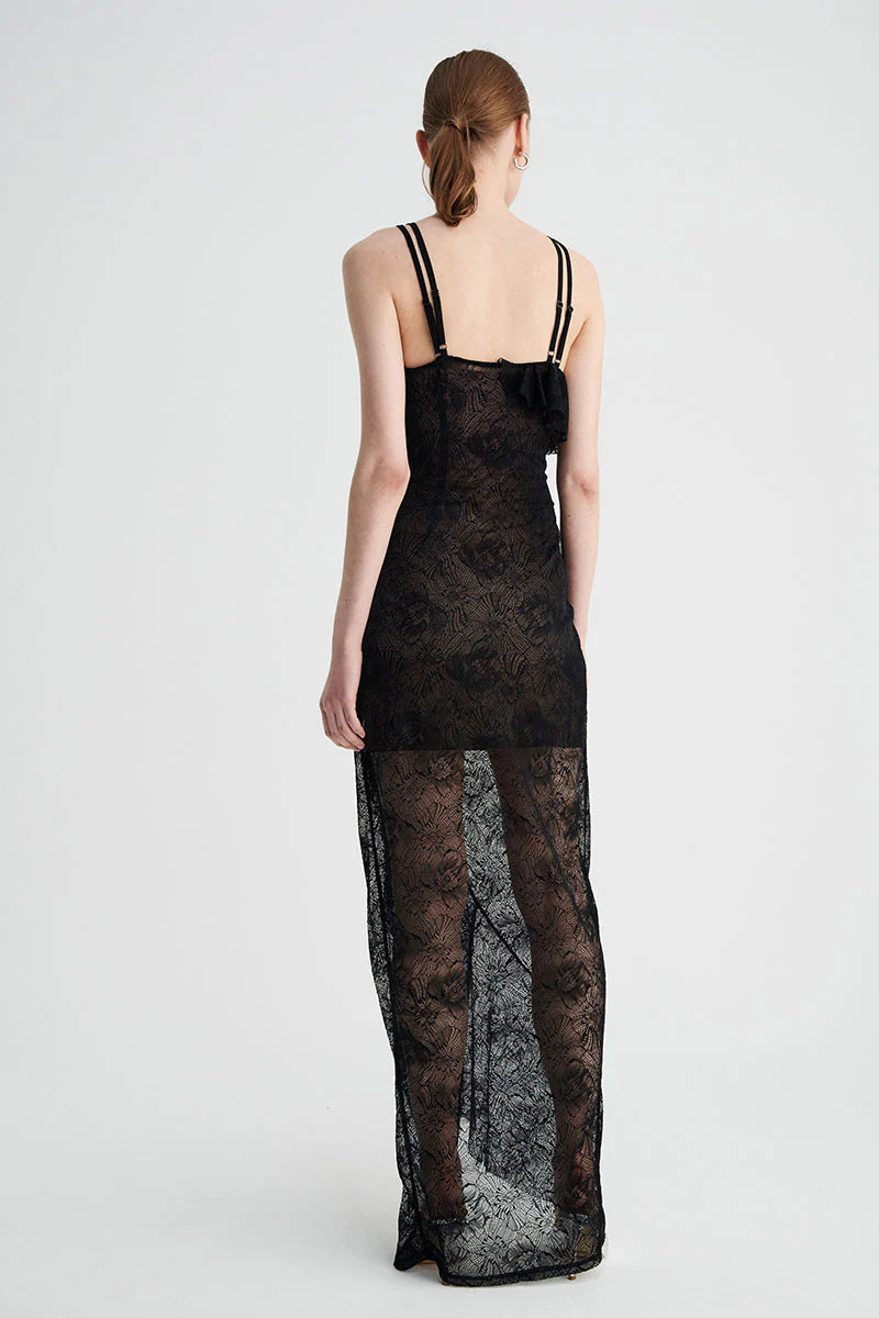 Gemini Lace Slip Dress - Black