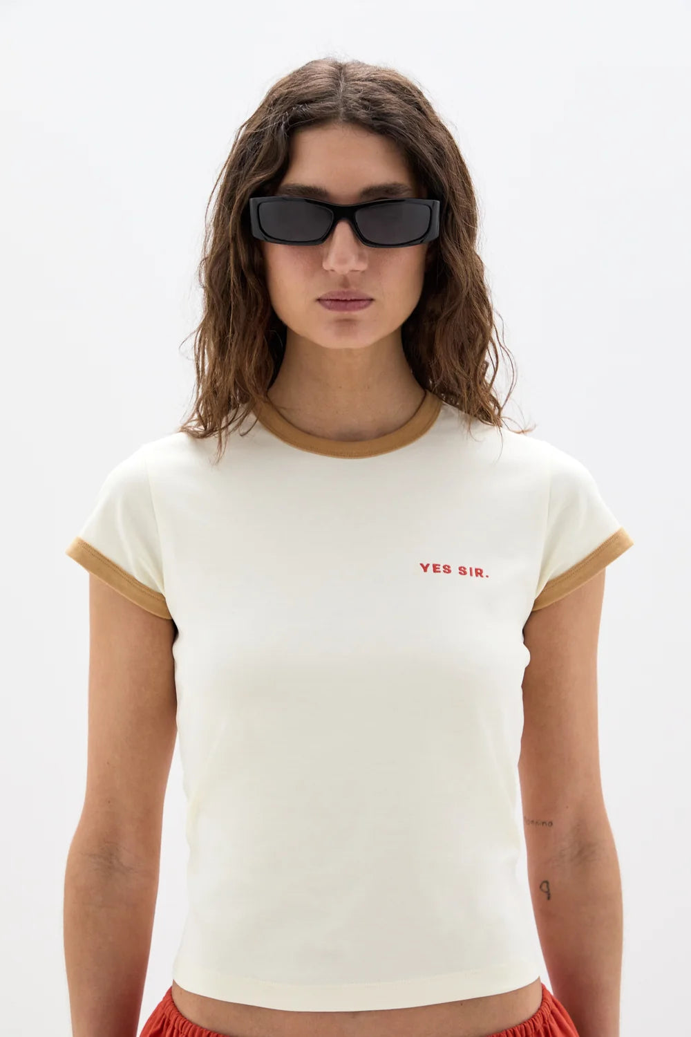 Yes SIR Fitted Tee - Ivory Yellow