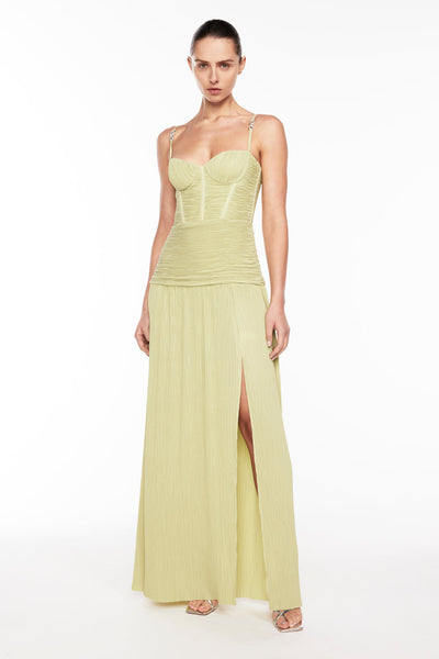 Double Time Pleat Dress - Pistachio