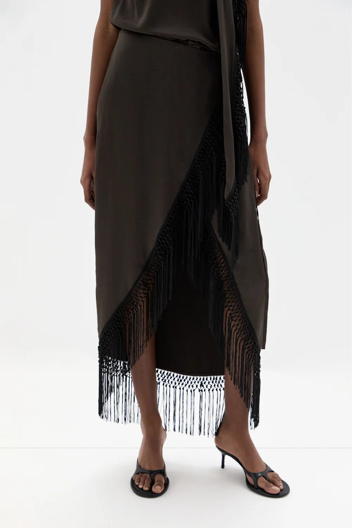 Lula Fringe Dress - Bitter Chocolate