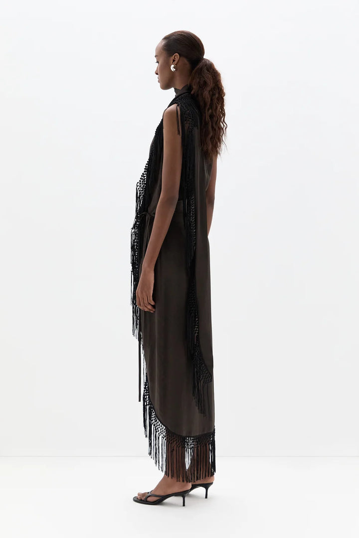Lula Fringe Dress - Bitter Chocolate