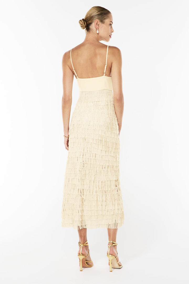 High Touch Fringe Slip Dress - Nougat
