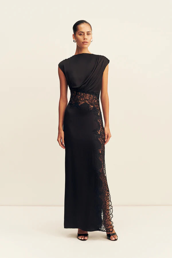 ENIKO LACE GATHERED MAXI DRESS