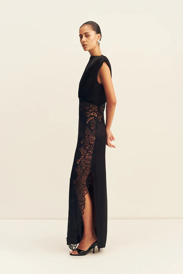 ENIKO LACE GATHERED MAXI DRESS