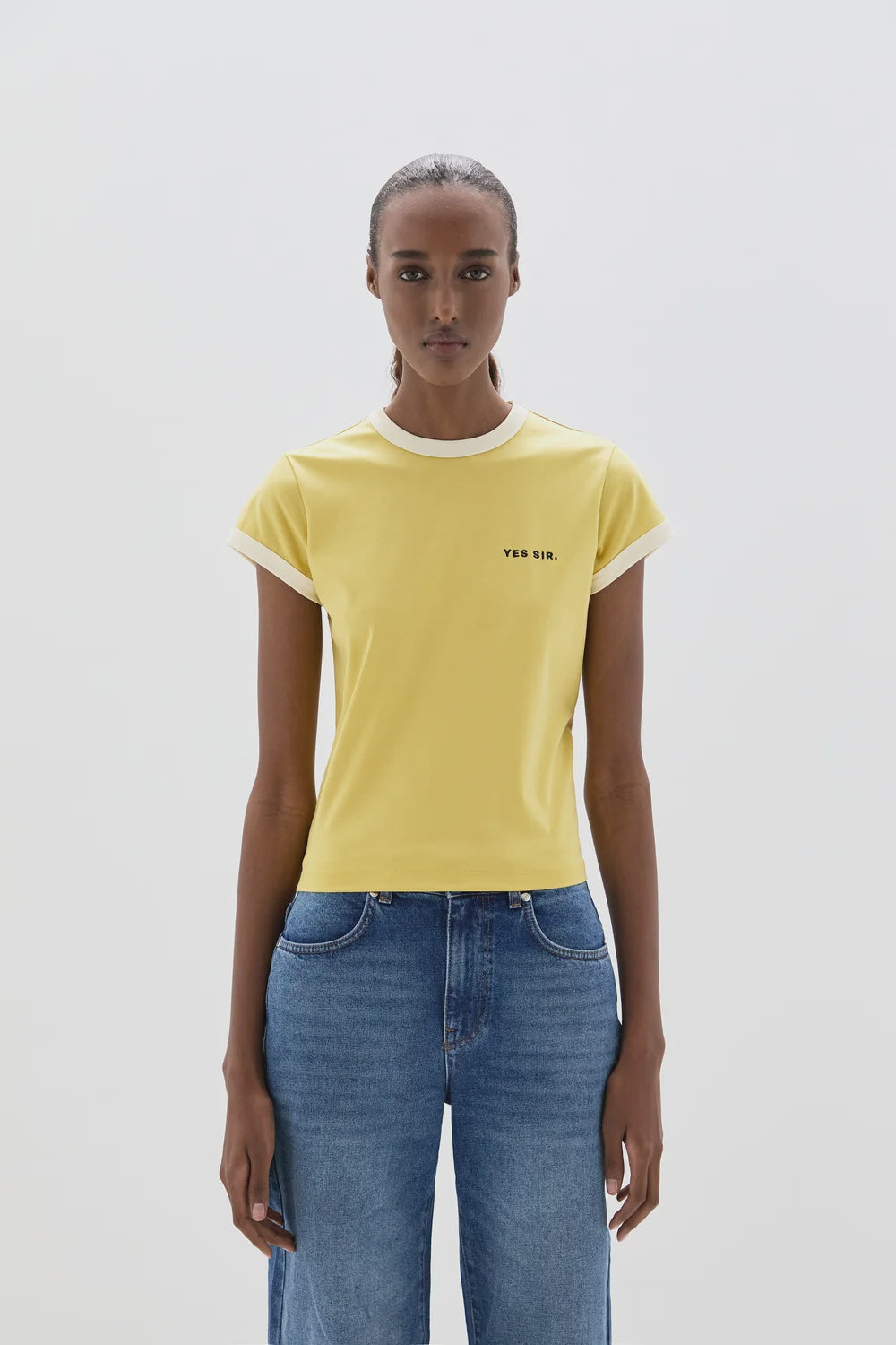 Yes SIR Fitted Tee - Yellow – wotzhotclothing